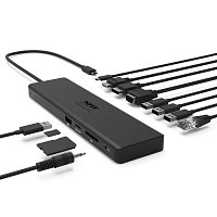 PORT CONNECT Dokovací stanice 11v1, 1x4K, RJ45,HDMI,Display Port,VGA,USB-C 100W, 4xUSB-A,micro/SD