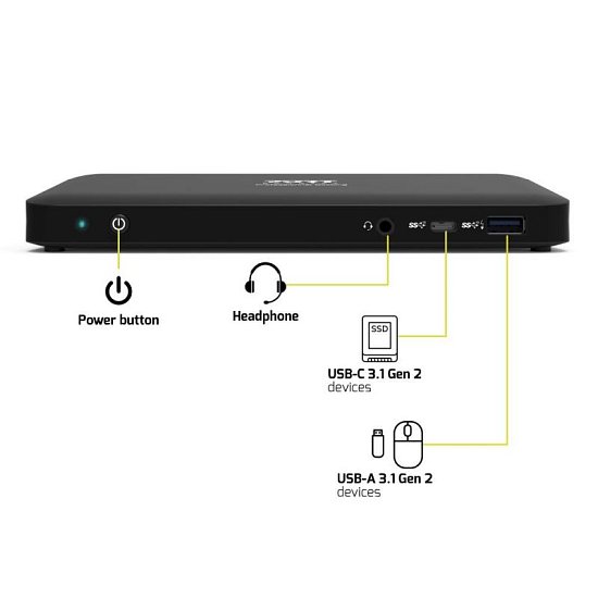 PORT CONNECT Dokovací stanice pro kanceláře, USB-C, 3x4K, černá