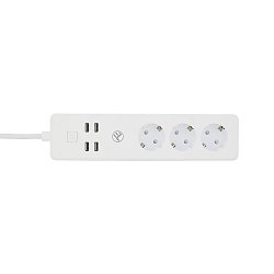 Tellur WiFi Smart Power Strip, 3x zásuvka, 4x USB 4A, 2200W, 10A, 1.8m, bílá