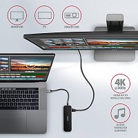 AXAGON HMC-6GL, USB 3.2 Gen 1 hub, porty 3x USB-A, HDMI, RJ-45 GLAN, USB-C PD 60W, kabel USB-C 20cm