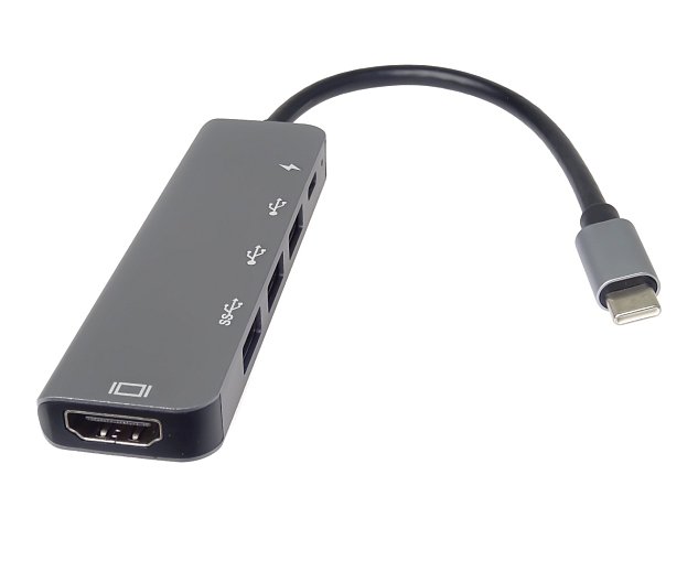 PremiumCord USB-C na HDMI + USB3.0 + 2x USB2.0 + PD(power delivery) adaptér