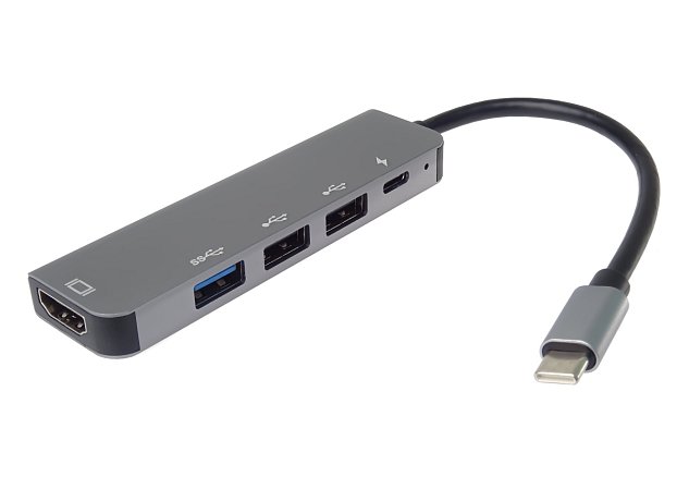 PremiumCord USB-C na HDMI + USB3.0 + 2x USB2.0 + PD(power delivery) adaptér