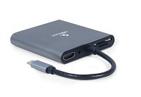 Gembird USB-C 6v1 multiport USB 3.1 + HDMI + VGA + PD + čtečka karet + stereo audio