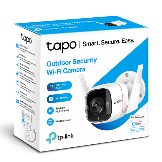 Tapo C320WS Outdoor IP66 Security 2K Wi-FI Camera,micro SD,dvoucestné audio,detekce pohybu