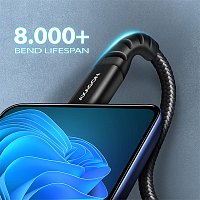 AXAGON BUCM-AM10AB, HQ kabel USB-C <-> USB-A, 1m, USB 2.0, 3A, ALU, oplet, černý