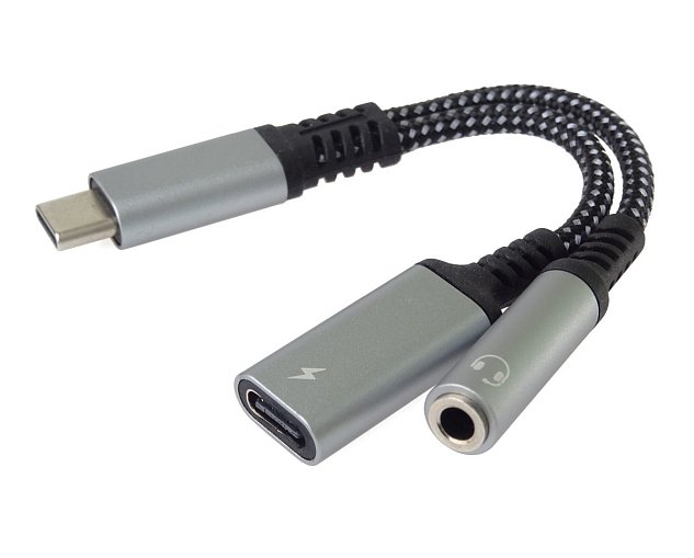 PremiumCord Redukce USB-C /3,5mm jack s DAC chipem + USB-C pro nabíjení 13cm