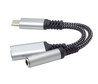 PremiumCord Redukce USB-C /3,5mm jack s DAC chipem + USB-C pro nabíjení 13cm