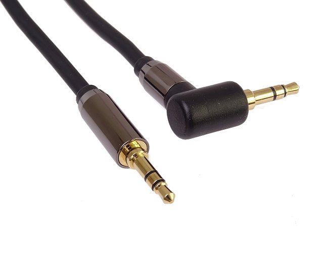 PremiumCord HQ stíněný kabel stereo Jack 3.5mm - Jack 3.5mm zahnutý 90° 1,5m