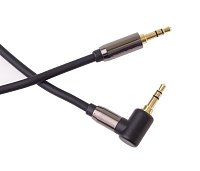 PremiumCord HQ stíněný kabel stereo Jack 3.5mm - Jack 3.5mm zahnutý 90° 1,5m