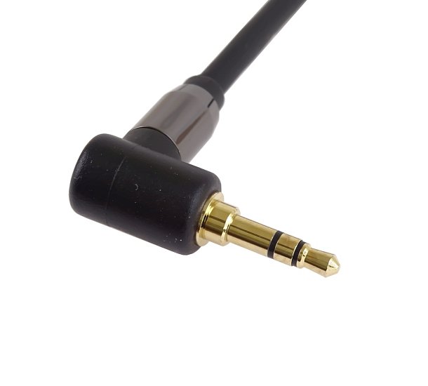 PremiumCord HQ stíněný kabel stereo Jack 3.5mm - Jack 3.5mm zahnutý 90° 1,5m