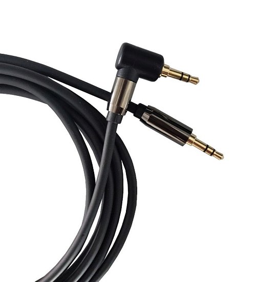 PremiumCord HQ stíněný kabel stereo Jack 3.5mm - Jack 3.5mm zahnutý 90° 1,5m