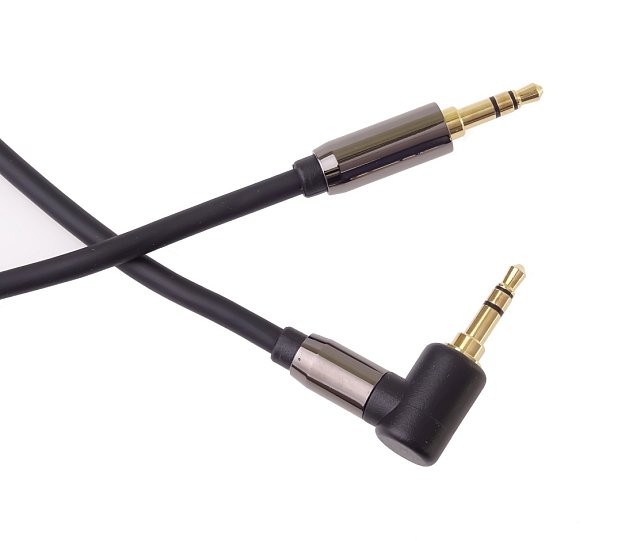 PremiumCord HQ stíněný kabel stereo Jack 3.5mm - Jack 3.5mm zahnutý 90° 3m