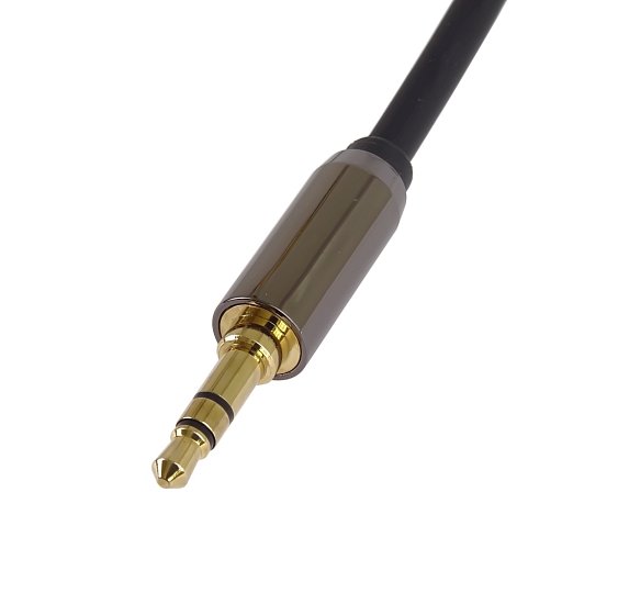 PremiumCord HQ stíněný kabel stereo Jack 3.5mm - Jack 3.5mm zahnutý 90° 3m