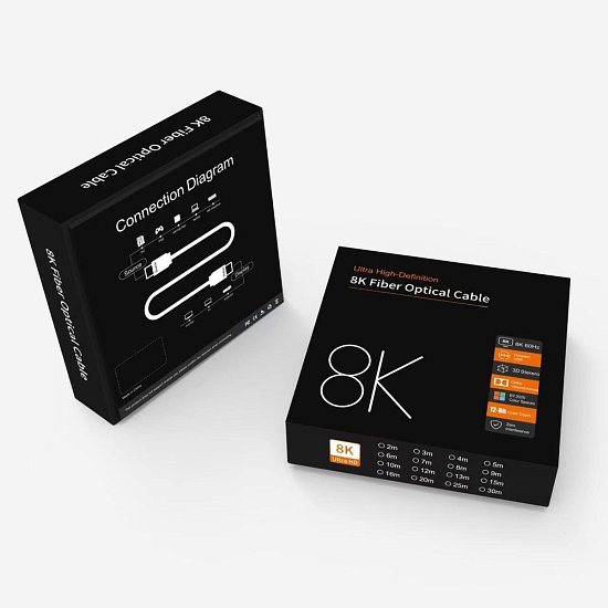 PremiumCord Ultra High Speed HDMI 2.1 optický fiber kabel 8K@60Hz,zlacené 10m