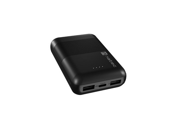 NATEC powerbanka TREVI COMPACT 10000 mAh 2X USB-A + 1X USB-C, černá