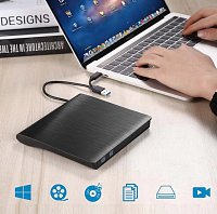 Externí DVD vypalovačka C-tech DVD-USB-AC, USB 2.0, USB A/Type C