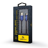 Gembird oplétaný denim USB-A/Lightning kabel 2m