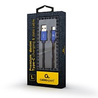 Gembird oplétaný denim USB-A/USB-C kabel 1m