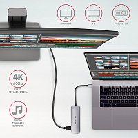 AXAGON HMC-HCR3A, USB 3.2 Gen 1 hub, porty 3x USB-A, HDMI 4k/30Hz, SD/microSD, kabel USB-C 20cm