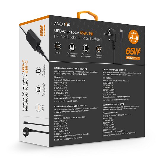 Aligator Power Delivery 65W USB-C adaptér