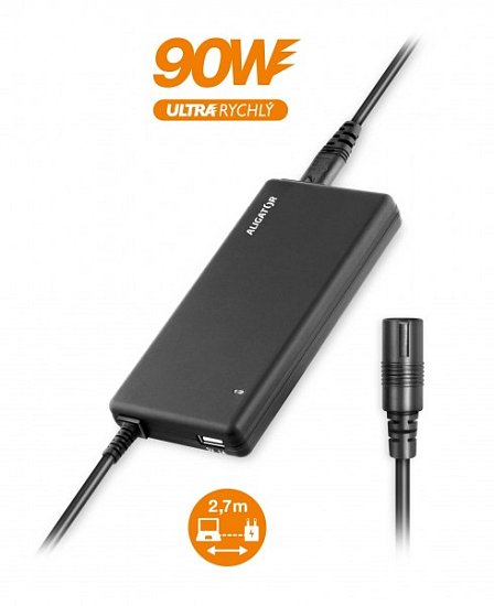 Univerzální adaptér pro notebooky se 16 výměnnými konektory a USB, 90W