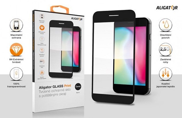 Aligator ochranné sklo PRINT pro Iphone 12 mini černá