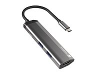 Multifunkční adaptér 4 v 1 Natec FOWLER SLIM HUB 2X USB 3.0 HUB, HDMI 4K, USB-C PD