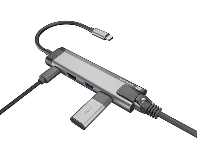Multifunkční adaptér 5 v 1 Natec FOWLER GO HUB 2X USB 3.0 HUB, HDMI 4K, USB-C PD, RJ45