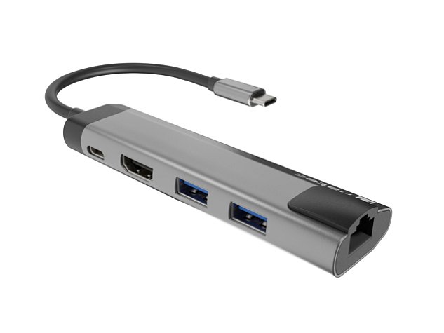 Multifunkční adaptér 5 v 1 Natec FOWLER GO HUB 2X USB 3.0 HUB, HDMI 4K, USB-C PD, RJ45