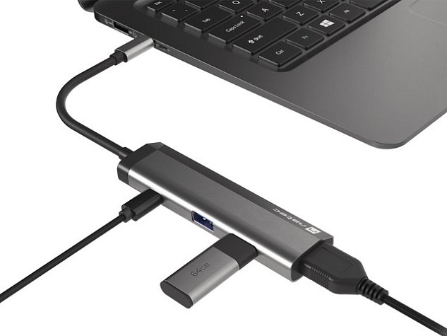 Multifunkční adaptér 4 v 1 Natec FOWLER SLIM HUB 2X USB 3.0 HUB, HDMI 4K, USB-C PD