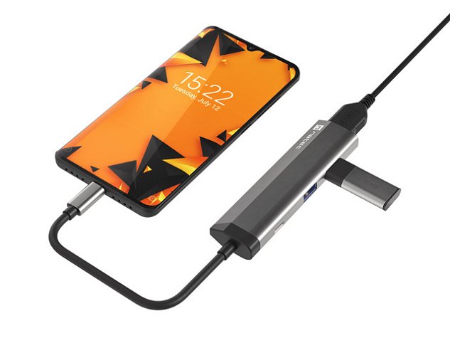 Multifunkční adaptér 4 v 1 Natec FOWLER SLIM HUB 2X USB 3.0 HUB, HDMI 4K, USB-C PD