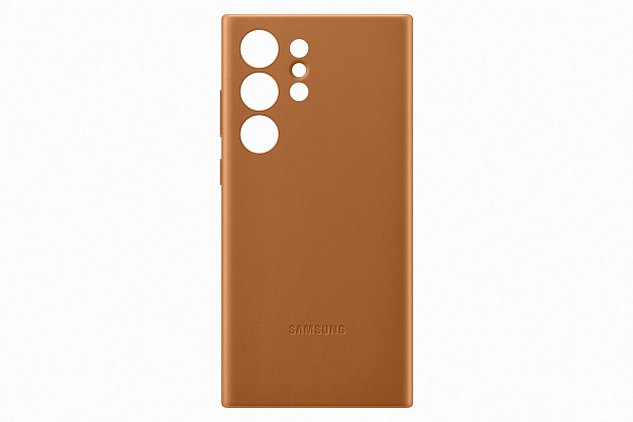 Samsung Kožený zadní kryt pro Samsung Galaxy S23 Ultra Camel