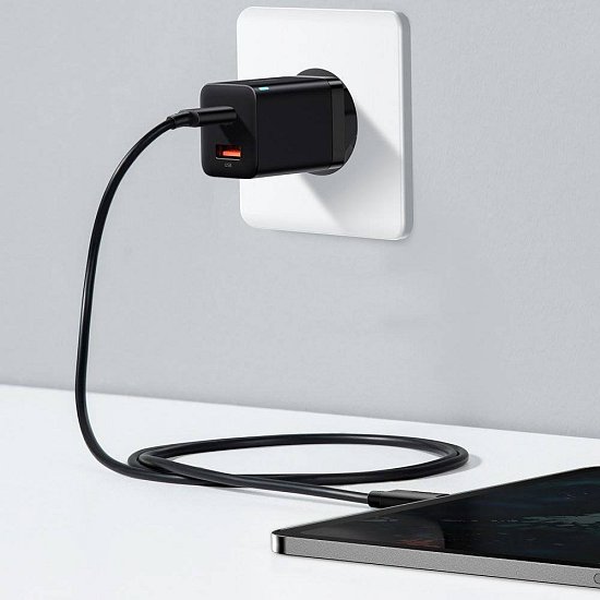 Baseus CCSUPP-E01 Super Si Quick Nabíječka USB + USB-C 30W Black