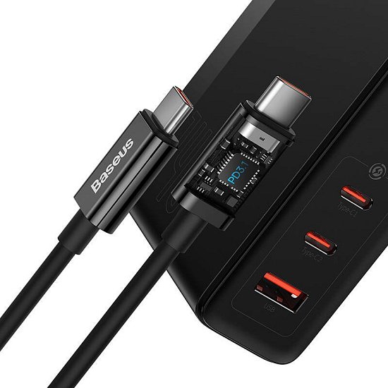 Baseus CCGP100201 GaN5 Pro Fast Nabíječka USB + 2xUSB-C 140W Black