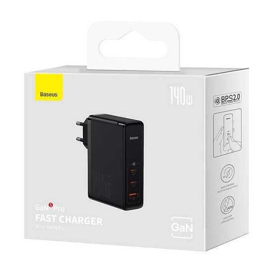 Baseus CCGP100201 GaN5 Pro Fast Nabíječka USB + 2xUSB-C 140W Black