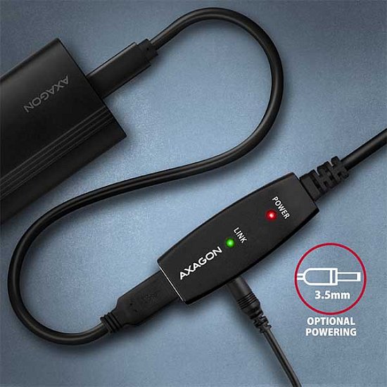 AXAGON ADR-215, USB 2.0 A-M -> A-F aktivní prodlužovací / repeater kabel, 15m