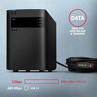 AXAGON ADR-305, USB 3.2 Gen 1 A-M -> A-F aktivní prodlužovací / repeater kabel, 5m