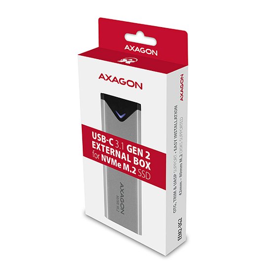 AXAGON EEM2-UG2, USB-C 3.2 Gen 2 - M.2 NVMe SSD kovový box, délka 42 až 80 mm