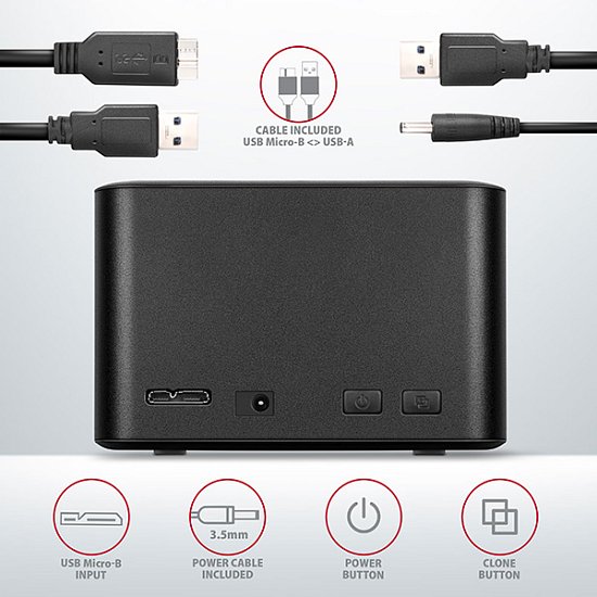 AXAGON ADSA-D25, USB 3.2 Gen 1 - 2x SATA 6G 2.5