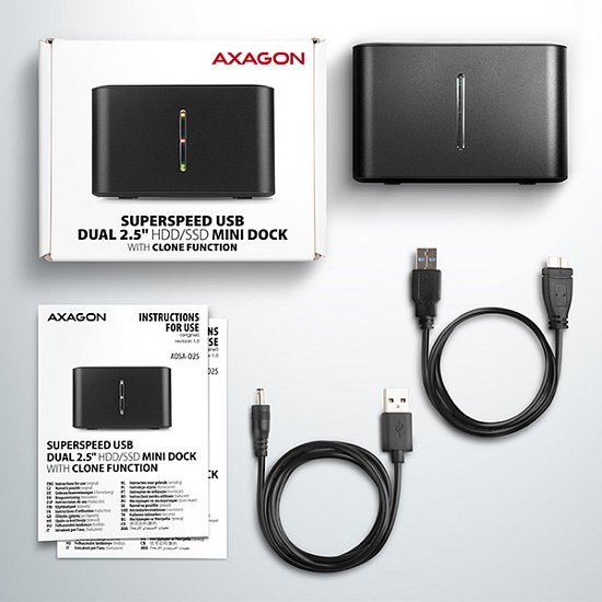 AXAGON ADSA-D25, USB 3.2 Gen 1 - 2x SATA 6G 2.5