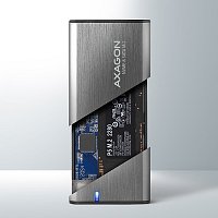 AXAGON EEM2-SG2, USB-C 3.2 Gen 2 - M.2 NVMe & SATA SSD kovový RAW box, bezšroubkový, stříbrný