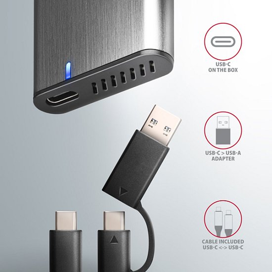 AXAGON EEM2-SG2, USB-C 3.2 Gen 2 - M.2 NVMe & SATA SSD kovový RAW box, bezšroubkový, stříbrný