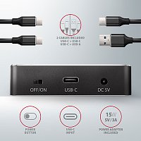 AXAGON ADSA-M2C, USB-C 3.2 Gen 2 -  2x M.2 NVMe SSD CLONE MASTER dokovací stanice