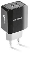 Chytrá síťová nabíječka ALIGATOR 3.4A, 2xUSB, smart IC, černá, kabel pro iPhone/iPad 2A Chytrá síťová nabíječka ALIGATOR 3.4A, 2xUSB, smart IC, černá, kabel pro iPhone/iPad 2A