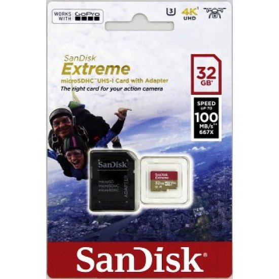 SanDisk Extreme microSDHC 32GB 100MB/s + adaptér