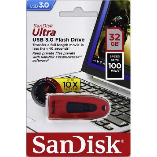 SanDisk Ultra USB 32GB USB 3.0 červená