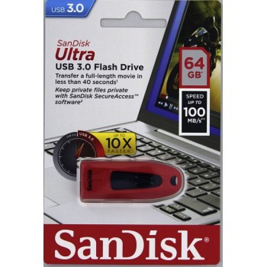 SanDisk Ultra USB 64GB USB 3.0 červená