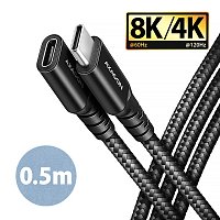 AXAGON BUCM32-CF05AB prodlužovací kabel USB-C (M) <-> USB-C (F), 0.5m, USB 20Gbps, PD 240W ALU oplet