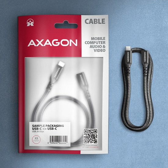 AXAGON BUCM32-CF05AB prodlužovací kabel USB-C (M) <-> USB-C (F), 0.5m, USB 20Gbps, PD 240W ALU oplet