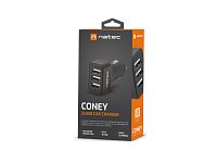 Natec nabíječka do auta CONEY, 2XUSB, 1XUSB-C, 84W